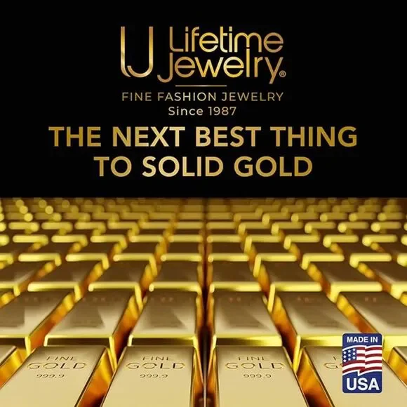 LIFETIME JEWELRY Beveled Cuban Link Curb Chain Necklace 24k Gold Plate 20" x 3mm